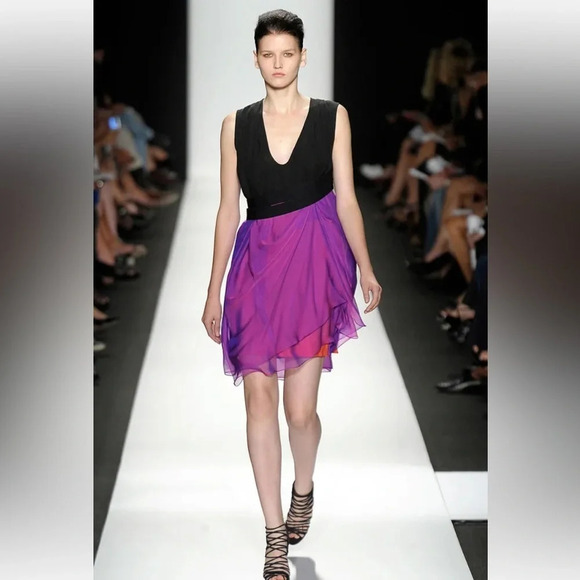 Narciso Rodriguez Dresses & Skirts - Narciso Rodriguez Black With Sheer Purple Overlay Sleeveless Dress Size 4